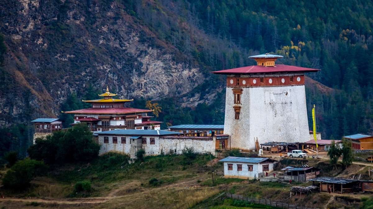 Scenic views of Dobji Dzong from Dawakha