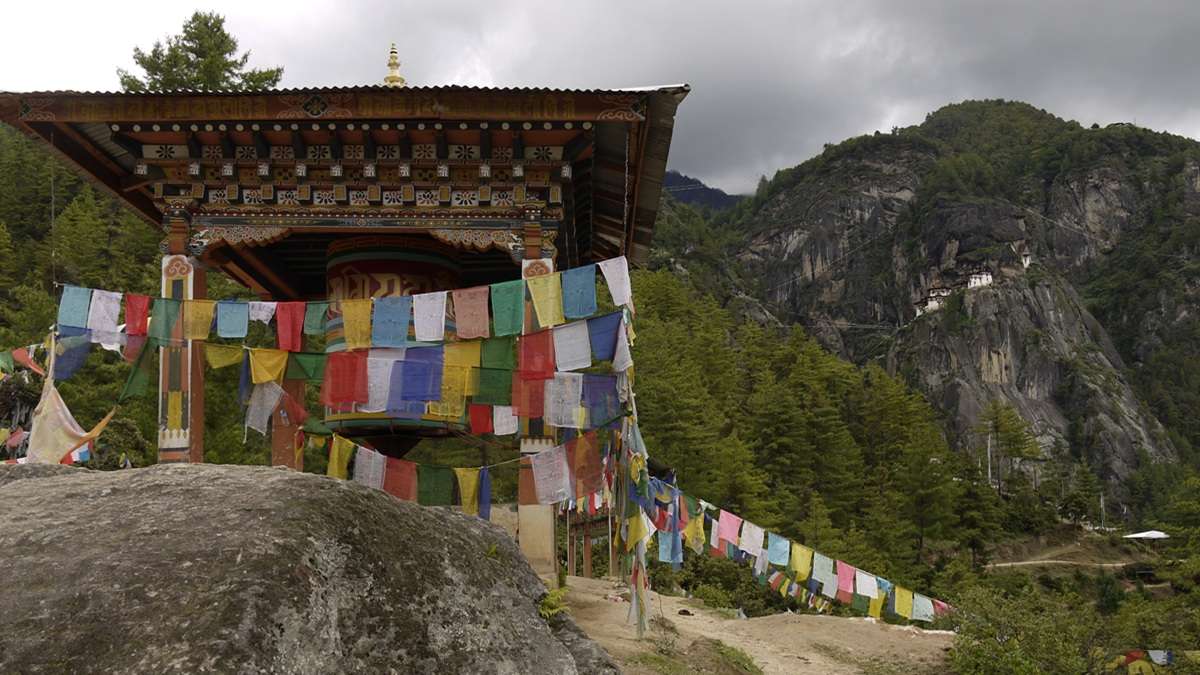 Sacred cliffs embracing Taktsang Monastery