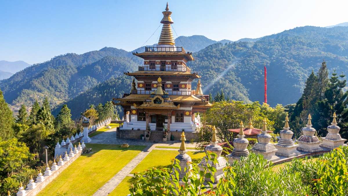 Hilltop serenity at Khamsum Yulley Namgyal Chorten