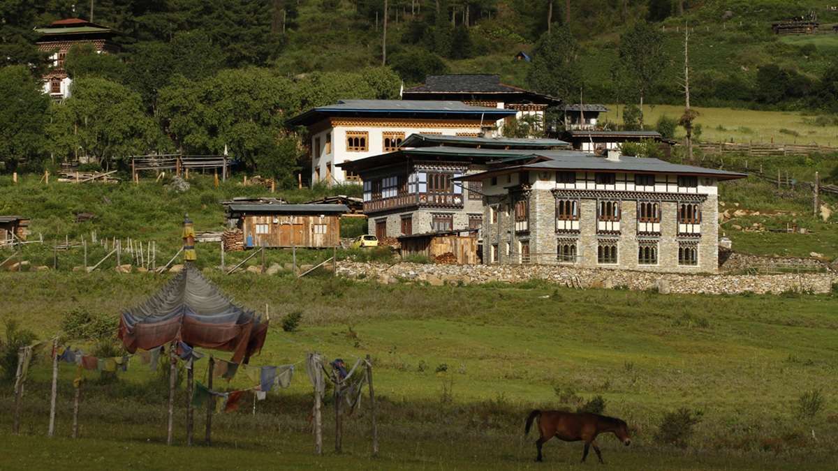 Rolling meadows embracing the pristine beauty of Phobjikha Valley