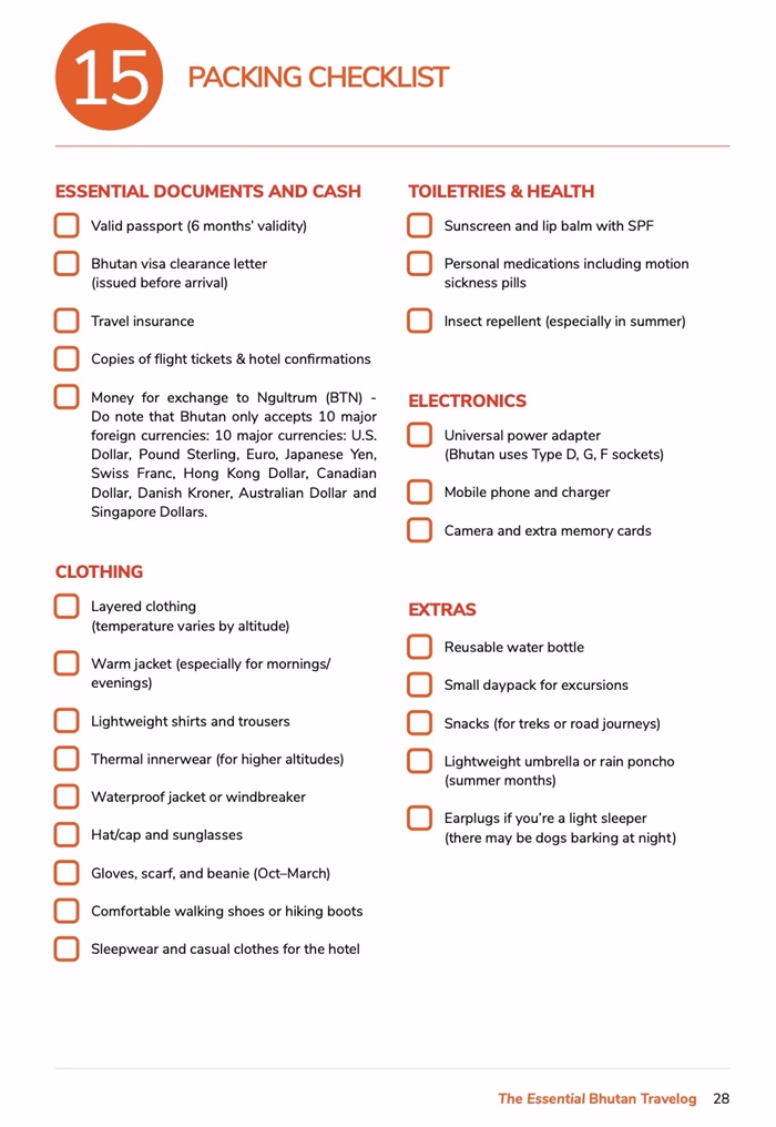 Bhutan Packing Checklist