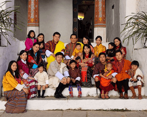 A portrait of the Royal Family at Trongsa Dzong