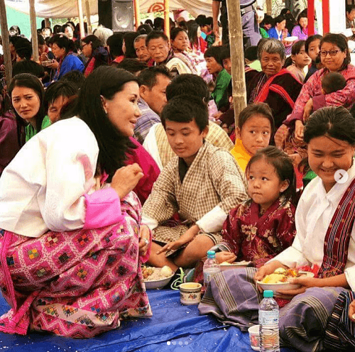 Queen Mother Sangay Wangchuck interacting with students and teachers