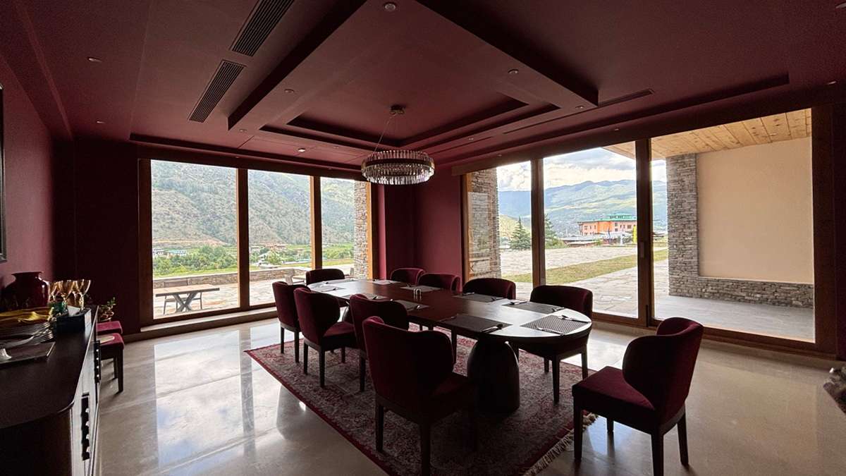 Terma Linca Paro dining with mountain views