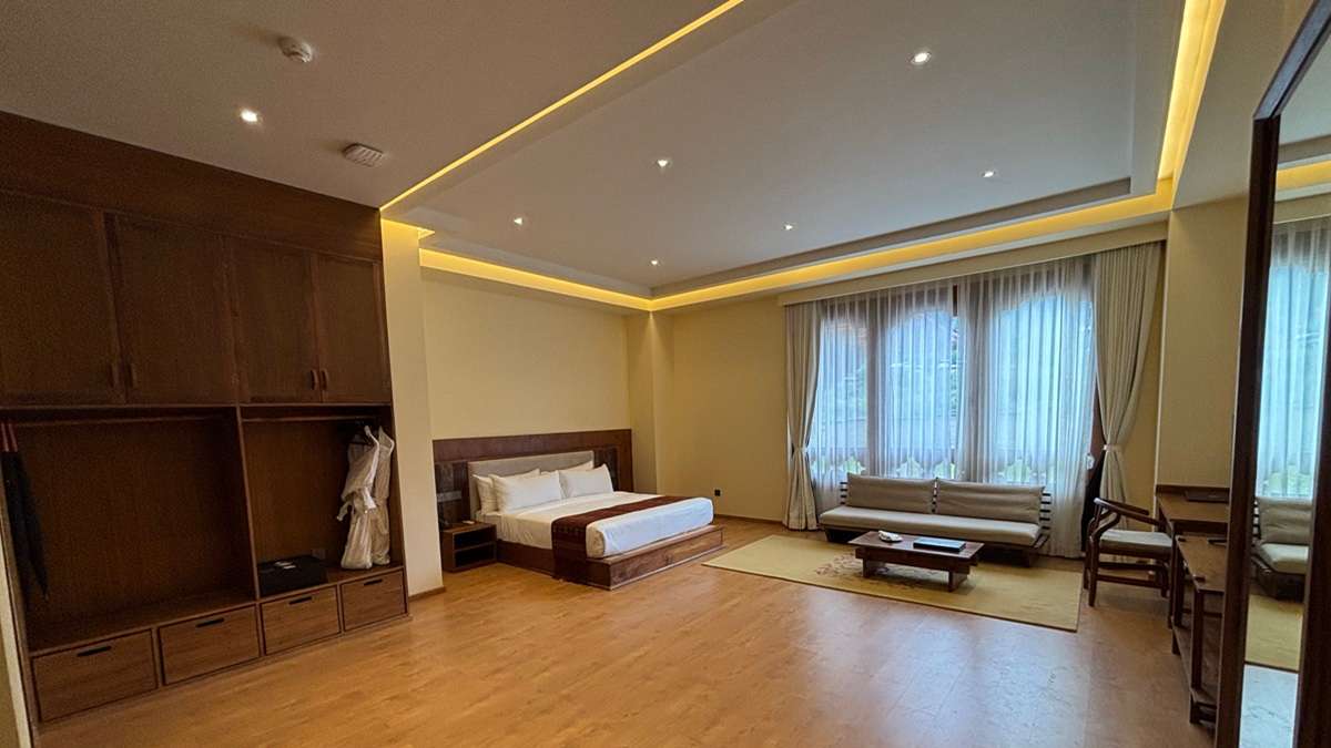 Spacious Junior Suite bedroom in Terma Linca Paro